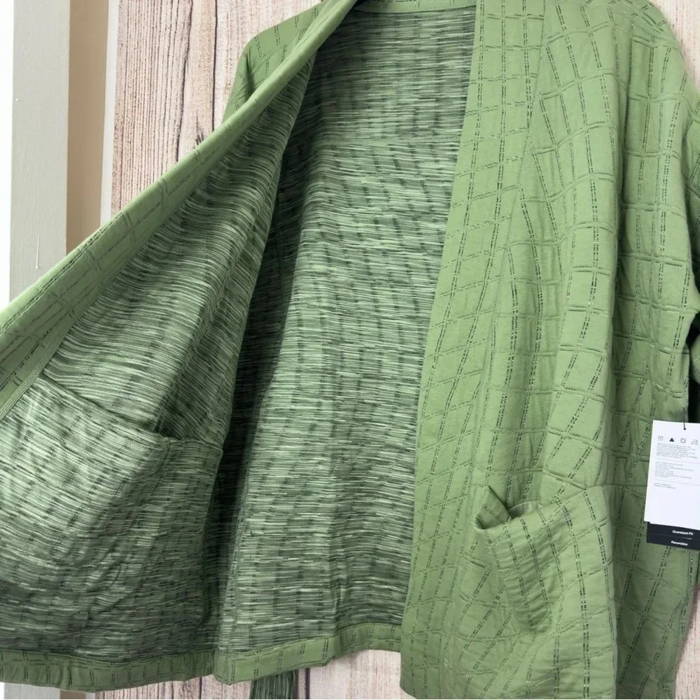 Nike Womens Yoga Therma Fit Jacquard Reversible Oversized Kimono Top  Large
